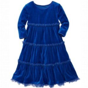 NWT Hanna Andersson Girls Velour Twirl Tutu Dress - Blue - Size 4T